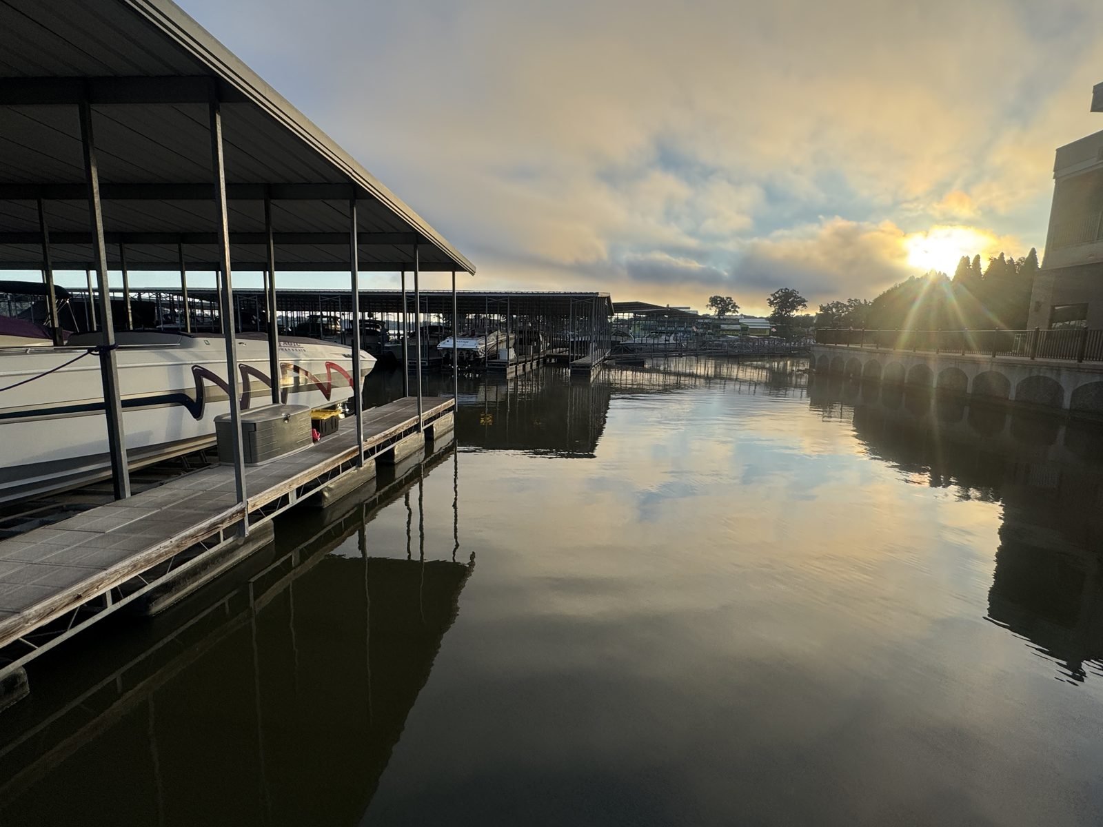 Sunrise over the docks at Lake of the Ozarks
