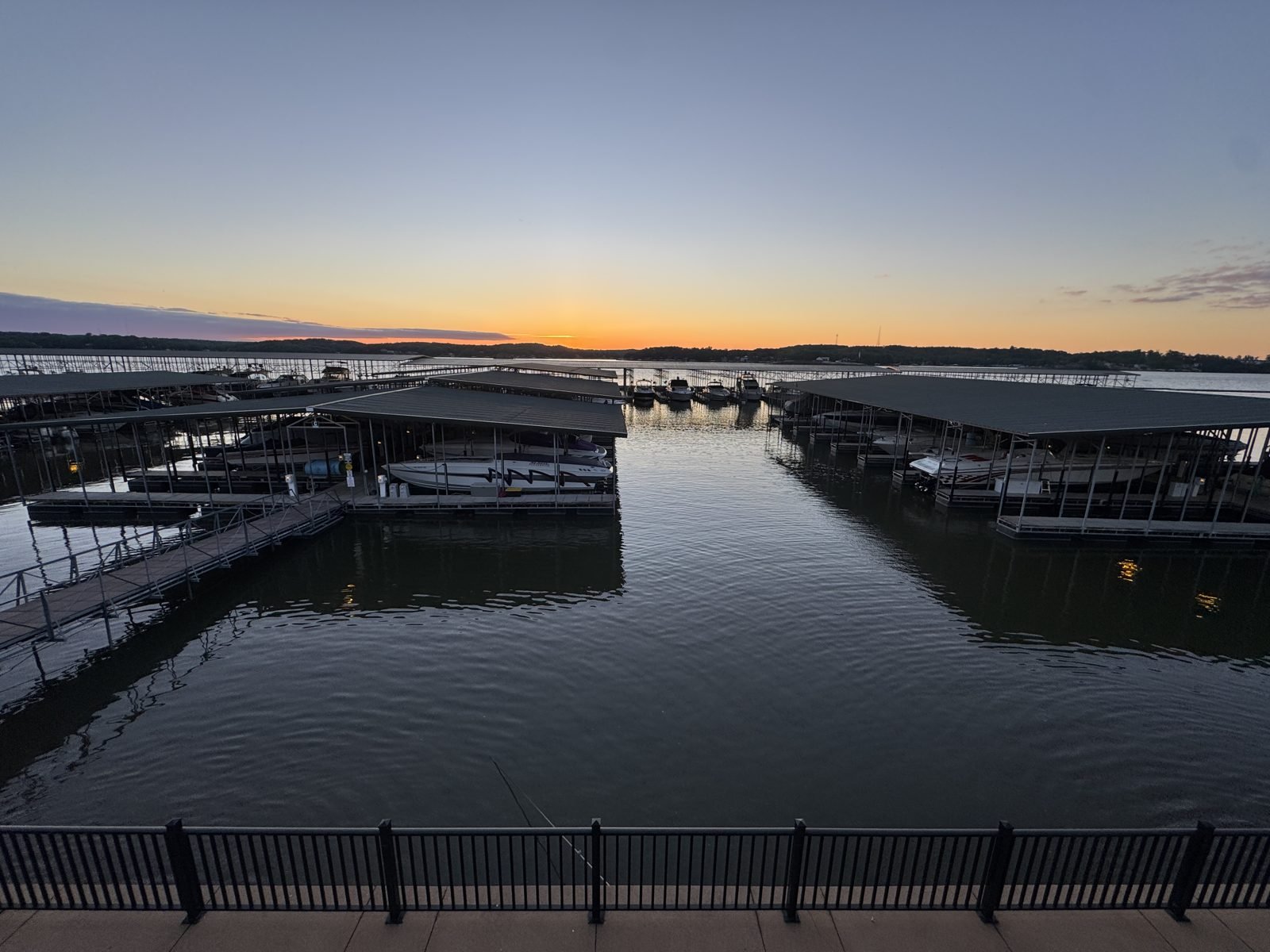 Sunset over the docks at Lake of the Ozarks