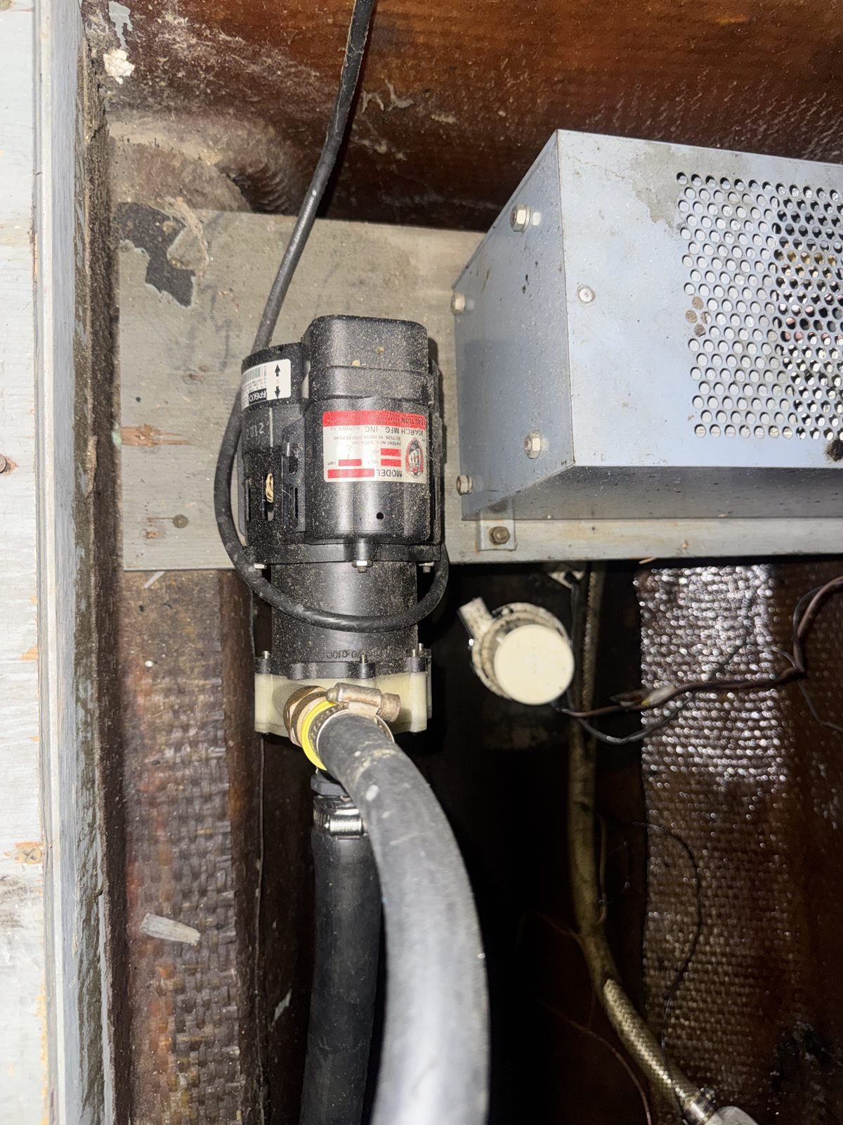 Marine raw water pump on a boat air conditioning system